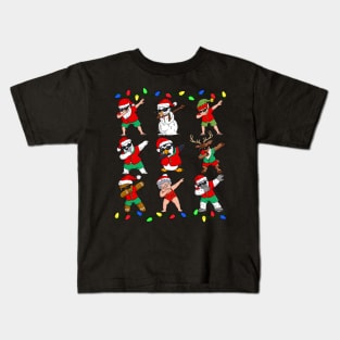 Dabbing Santa And Friends Christmas In July Xmas Kids T-Shirt